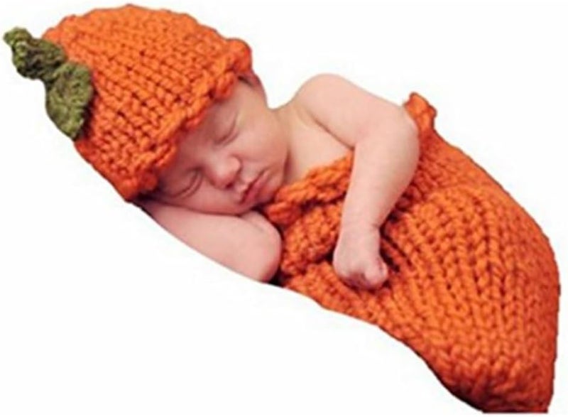 Vedory Fashion Newborn Baby Photography Shoot Boy Girl Photo Shoot Outfits Crochet Knit Costume Halloween Clothes Pumpkin Hat Pants - Image 1
